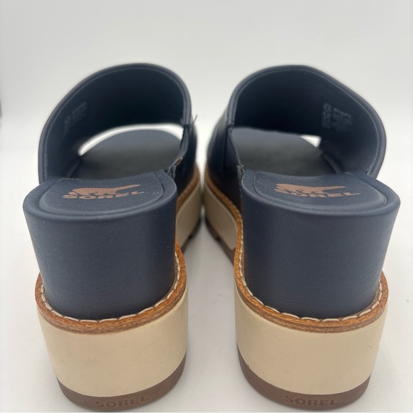 Sorel Dark Blue Mules with Light Tan Platform - Picture 6 of 11